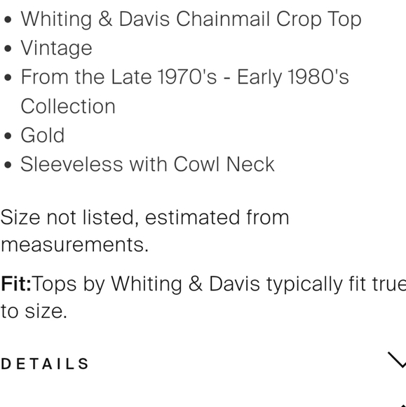 VINTAGE WHITING & DAVIS GOLD MESH/CHAINLINK DISCO HALTER 1970S - Picture 4 of 4